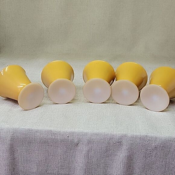 5 Hazel Atlas Milk Glass Ovide moderntone Butterscotch Footed Sundae Glasses - Picture 4 of 4